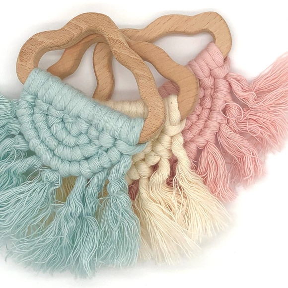 Other - Blue Organic Boho Macrame Baby Teether Toy/Gift